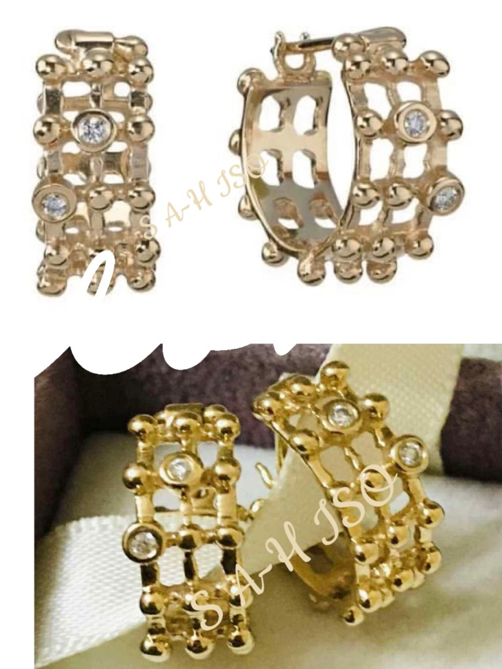 NFS! ISO Pandora 14k gold matrix earrings